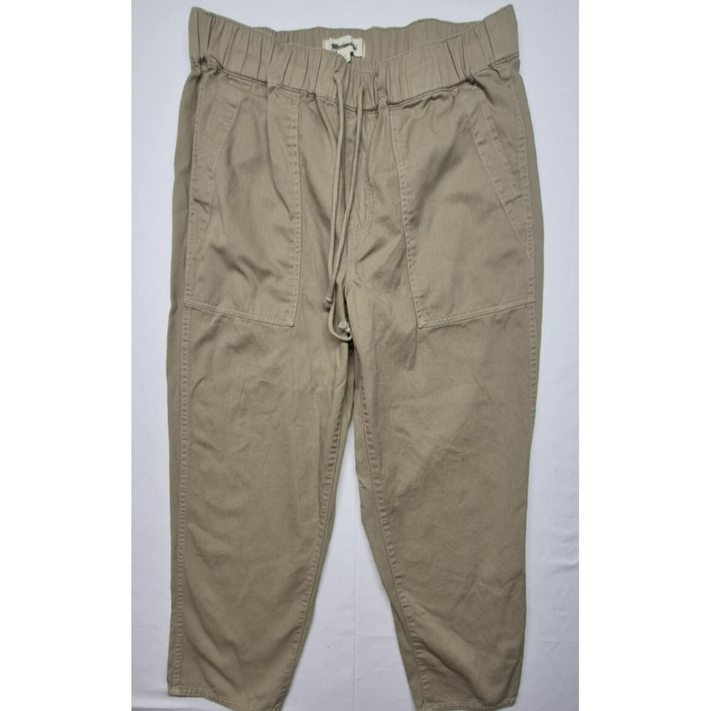 Madewell women's khaki wide leg pull-on pants w/drawstring & pockets  sz M‎